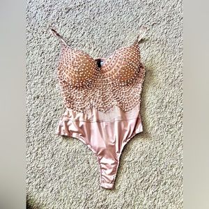 Blush beaded body suit